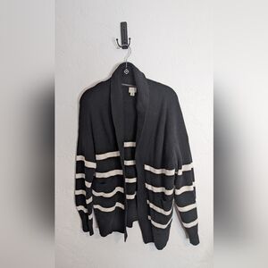 a new day Dark Gray and Cream Striped Cardigan